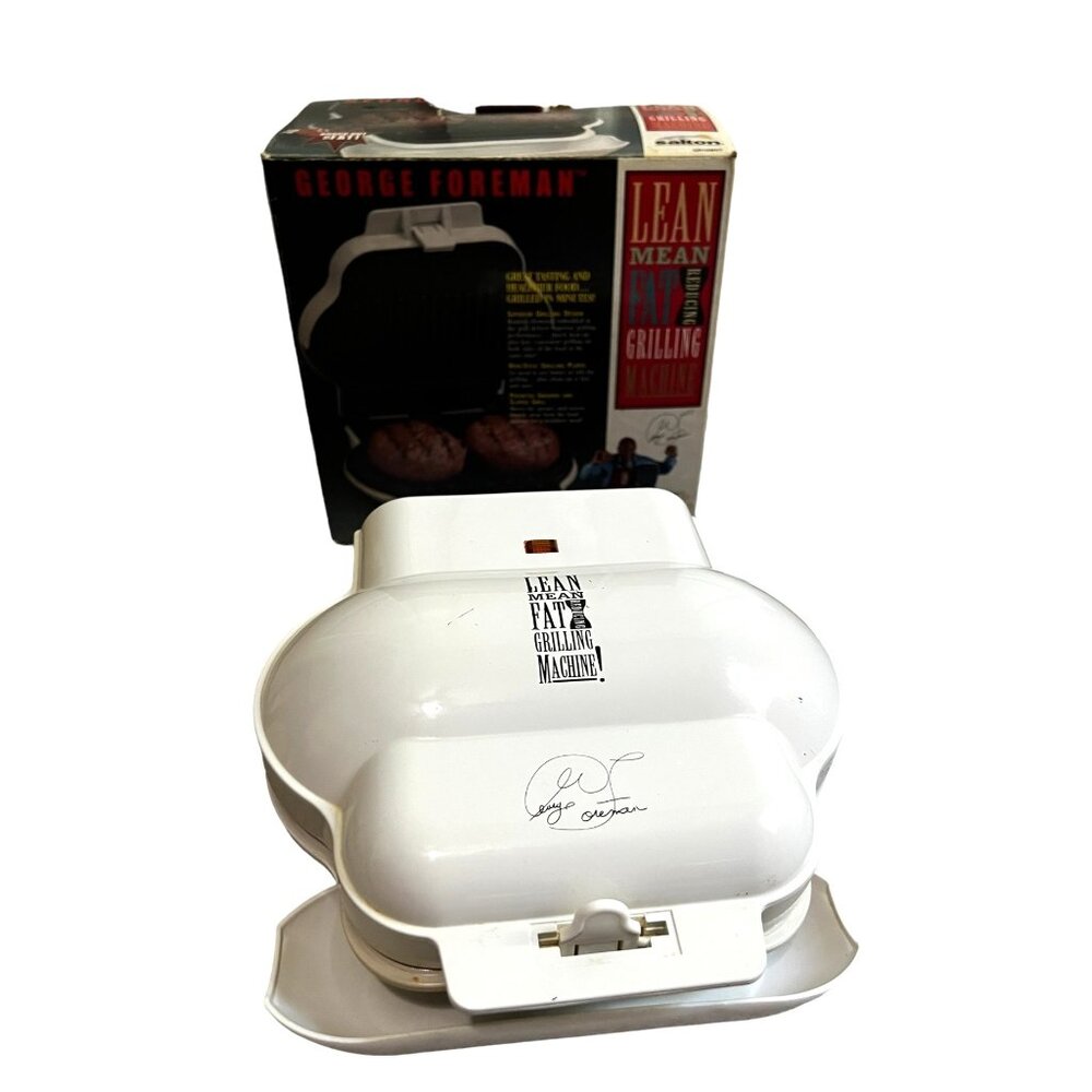 George Foreman Lean Mean Fat Grilling Machine Tested & Works Salton GR10WHT